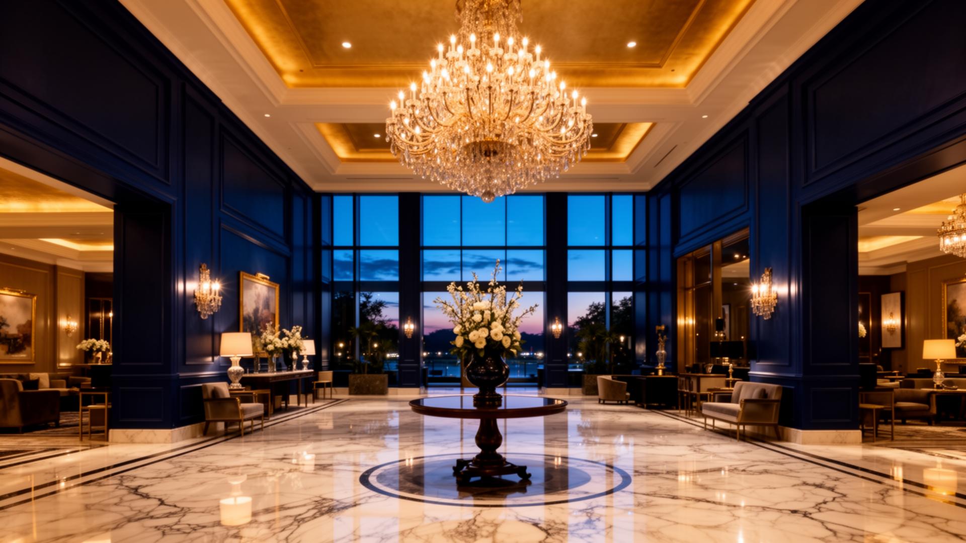 Lobby de hotel de luxo administrado pela FGF